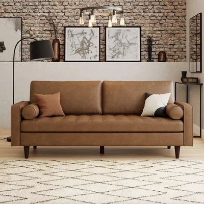 Dunelm Alfie Faux Leather 3 Seater Sofa Mocha