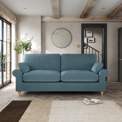Dunelm Salisbury 3 Seater Sofa Cosy Velvet Pacific