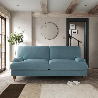 Dunelm Darwin 3 Seater Sofa Cosy Velvet Pacific