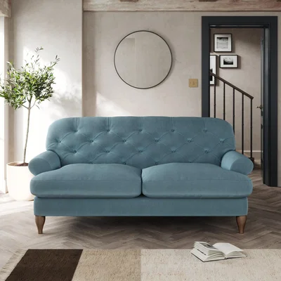 Dunelm Canterbury 3 Seater Sofa Cosy Velvet Pacific