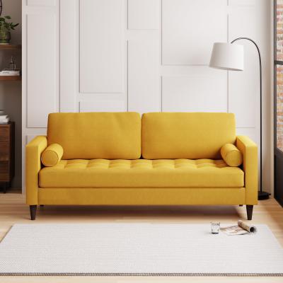 Dunelm Zoe Velvet 3 Seater Sofa Honey (Yellow)
