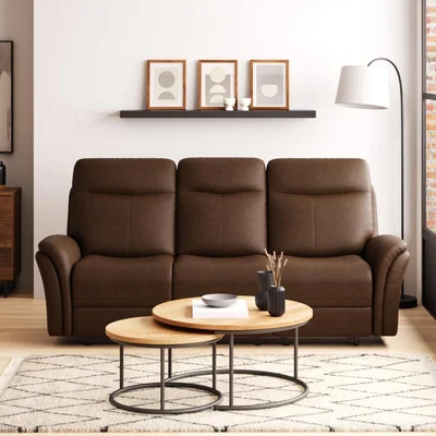 Dunelm Monte Faux Suede Reclining 3 Seater Sofa Pinecone
