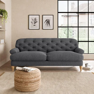 Dunelm Canterbury Slub Cotton Blend 3 Seater Sofa Slub Cotton Black