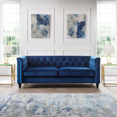 Dunelm Sandringham Velvet 3 Seater Sofa Blue