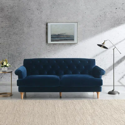 Dunelm Jazz Velvet 3 Seater Sofa Dark Blue