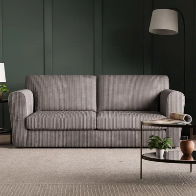 Dunelm Blake Curved Arm Jumbo Cord Standard Back 3 Seater Sofa Jumbo Cord Grey