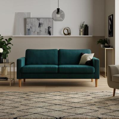 Dunelm Jacob Velvet 3 Seater Sofa Peacock