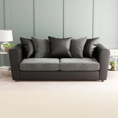Dunelm Blake Soft Faux Leather Combo 3 Seater Sofa Soft Faux Leather Graphite