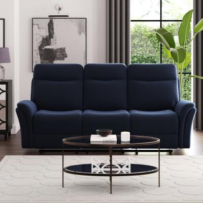 Dunelm Monte Velvet Reclining 3 Seater Sofa Luxe Navy