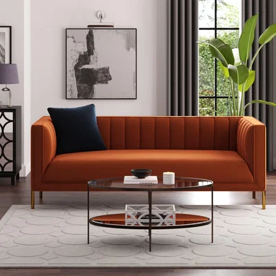 Dunelm Bellamy Luxe Velvet 3 Seater Sofa Orange Umber