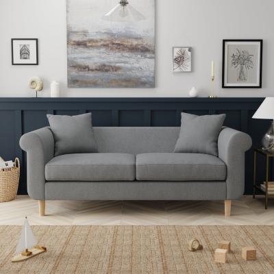 Dunelm Florrie 3 Seater Flatweave Sofa Dark Grey