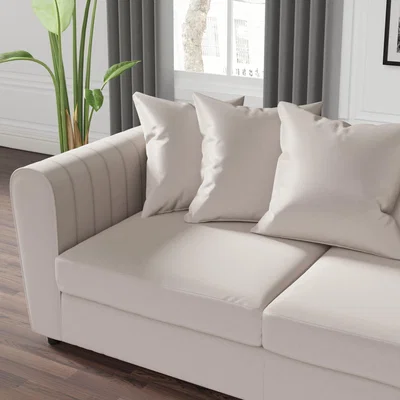 Dunelm Blake Opulent Velvet Curved Quilted Arm 3 Seater Sofa Beige