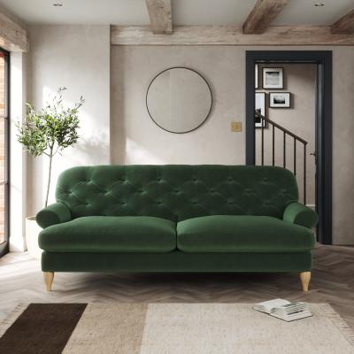 Dunelm Canterbury 3 Seater Sofa Cosy Velvet Bottle Green