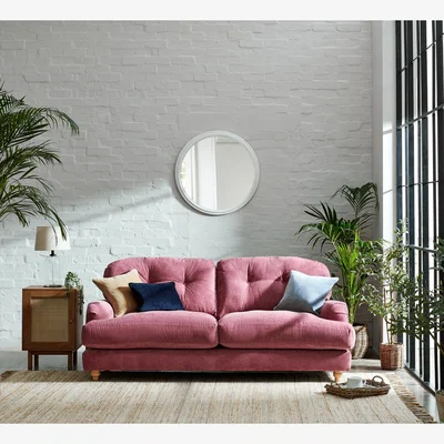 Dunelm Martha Vintage Chenille 3 Seater Sofa Berry (Pink)