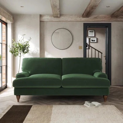 Dunelm Darwin 3 Seater Sofa Cosy Velvet Bottle Green