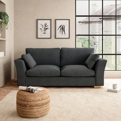 Dunelm Blakeney Slub Cotton Blend 3 Seater Sofa Slub Cotton Black