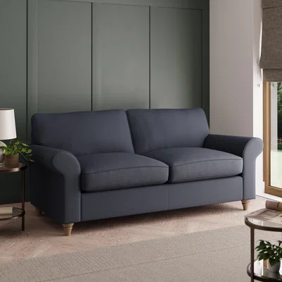 Dunelm Rosa Fabric 3 Seater Sofa Navy