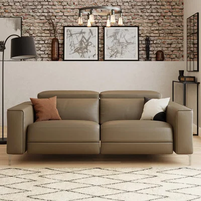Dunelm Renzo Iva Faux Leather Electric Recliner 3 Seater Sofa Faux Leather Mocha