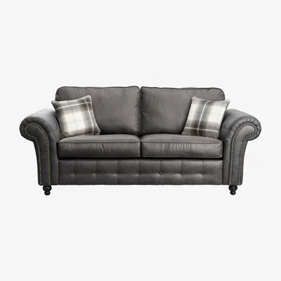 Dunelm Oakland Faux Leather 3 Seater Sofa Black