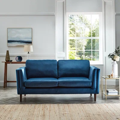 Dunelm Anton Opulent Velvet 3 Seater Sofa Navy Blue