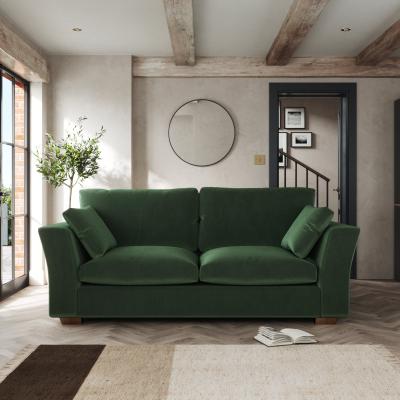 Dunelm Blakeney 3 Seater Sofa Cosy Velvet Bottle Green
