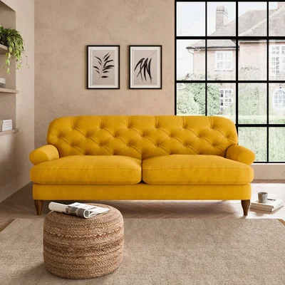 Dunelm Canterbury Luxury Velvet 3 Seater Sofa Luxury Velvet Old Gold