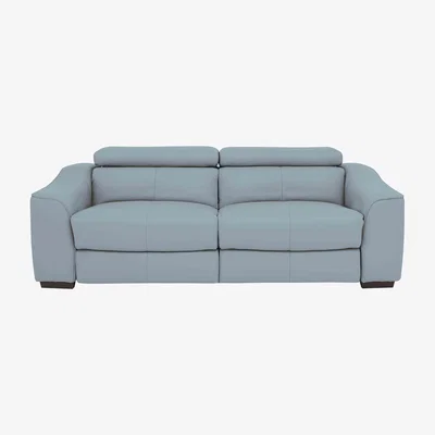 Furniture Village Elixir 3 Seater NC Leather Power Recliner Sofa - Pearl Blue