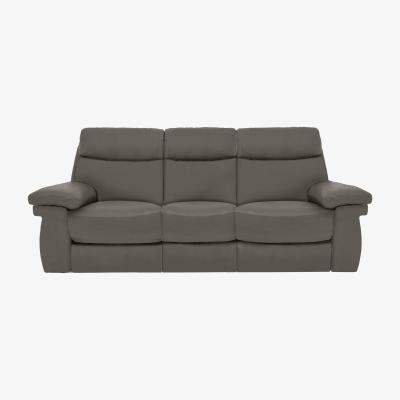 Furniture Village Comfort Story - Serene 3 Seater Leather Power Recliner Sofa with Drop Down Table, Headrests and Power Lumbar - Elephant