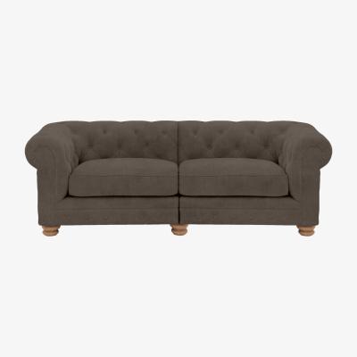Furniture Village Alexander and James - Chesterfield Collection Hugo 3 Seater Split Frame Fabric Sofa - Discovery - Oak Feet