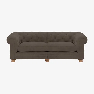 Furniture Village Alexander and James - Chesterfield Collection Hugo 3 Seater Split Frame Fabric Sofa - Discovery - Oak Feet