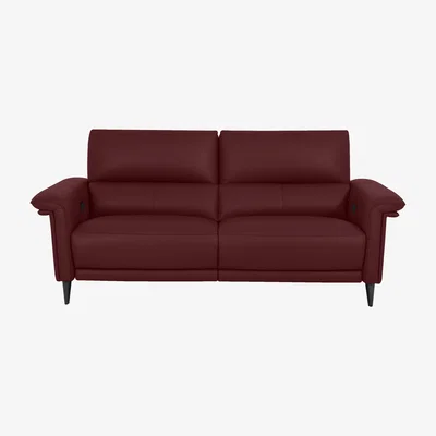 Furniture Village Domicil - Huxley 3 Seater Leather Power Recliner Sofa with Telescopic Headrests - Burgundy