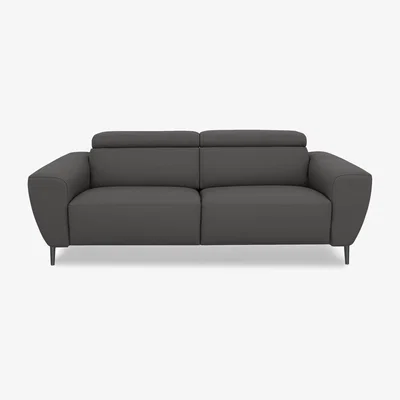 Furniture Village Nicoletti Italia - Milano 3 Seater Leather Power Recliner Sofa - Botero Grigio