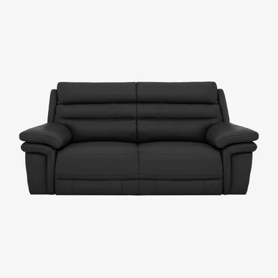 Furniture Village Berlin 3 Seater Leather Power Recliner Sofa - Black Mica