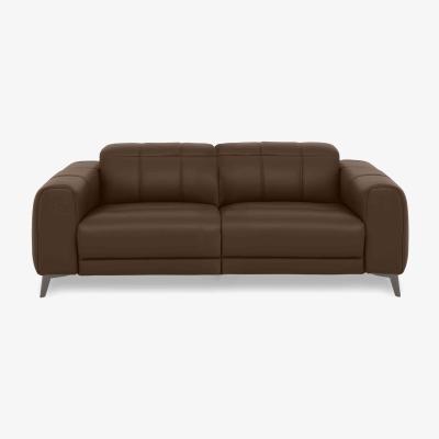 Furniture Village Ezra 3 Seater Leather Power Recliner Sofa - Chocolate