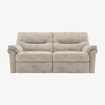 Furniture Village G Plan - Seattle 3 Seater Fabric Power Recliner Sofa with Power Lumbar - Checkers Putty