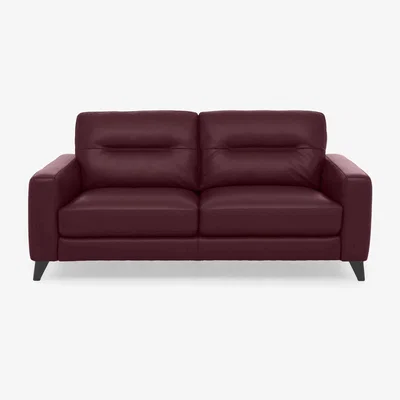 Furniture Village Jules 3 Seater HW Leather Power Recliner Sofa - Deep Red