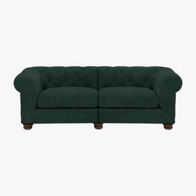 Furniture Village Alexander and James - Chesterfield Collection Hugo 3 Seater Split Frame Fabric Sofa - Honeycreeper - Dark Feet