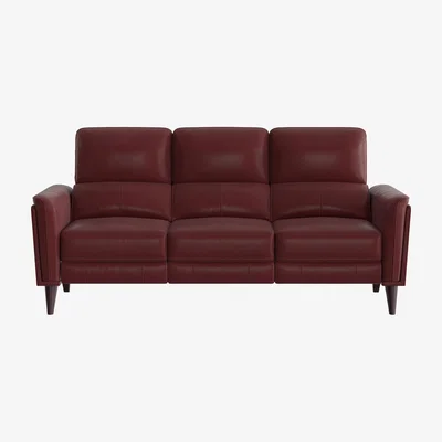 Furniture Village Compact Collection Klein 3 Seater BV Leather Power Recliner Sofa with Telescopic Headrests - BV Deep Red
