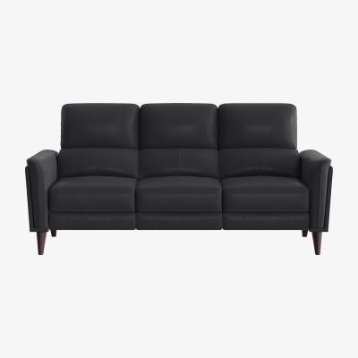 Furniture Village Compact Collection Klein 3 Seater HW Leather Power Recliner Sofa with Telescopic Headrests - Black