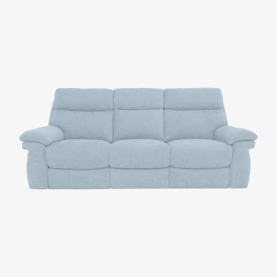 Furniture Village Comfort Story - Serene 3 Seater Fabric Power Recliner Sofa with Drop Down Table, Headrests and Power Lumbar - Baby Blue