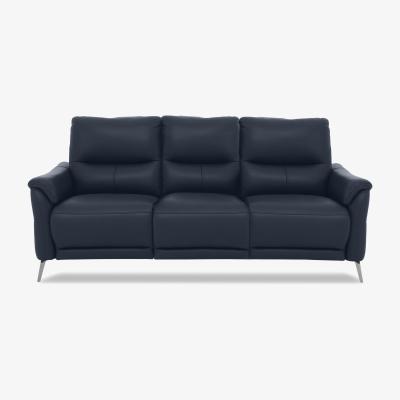 Furniture Village Daytona 3 Seater Leather Power Recliner Sofa with Bluetooth Speaker - Peacock