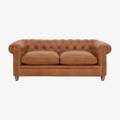 Furniture Village Alexander and James - Chesterfield Collection Ralph 3 Seater Leather Sofa - Original - Oak Feet