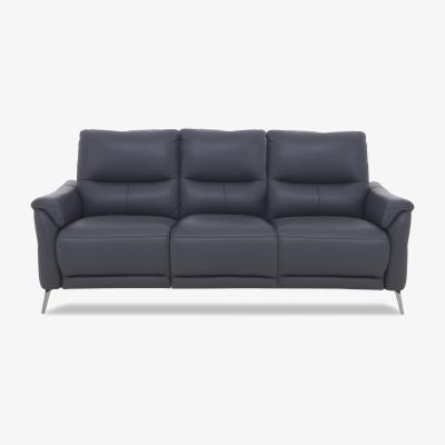 Furniture Village Daytona 3 Seater Leather Power Recliner Sofa with Drinks Holder and Built-in Bluetooth Speaker - Lavender Grey