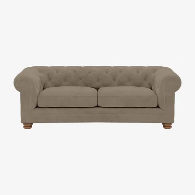 Furniture Village Alexander and James - Chesterfield Collection Hugo 3 Seater Fabric Sofa - Mouse - Oak Feet