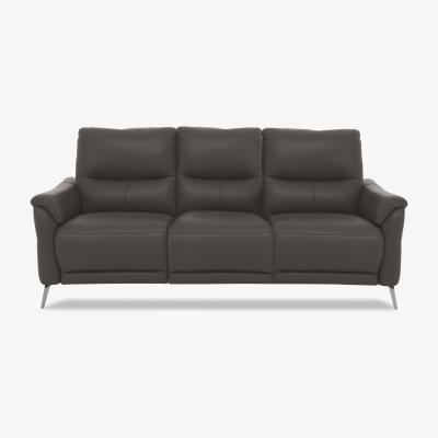 Furniture Village Daytona 3 Seater Leather Power Recliner Sofa with Bluetooth Speaker - Storm