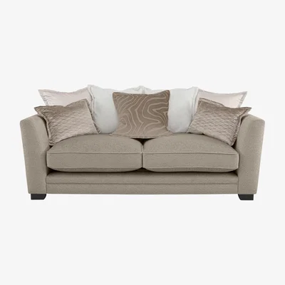 Furniture Village Boutique Lavish Fabric 3 Seater Scatter Back Sofa - Beige