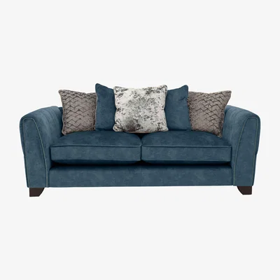 Furniture Village Ariana 3 Seater Fabric Pillow Back Sofa - Dapple Ocean