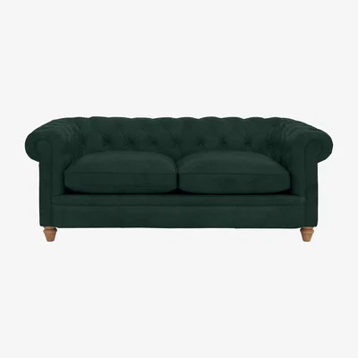 Furniture Village Alexander and James - Chesterfield Collection Ralph 3 Seater Fabric Sofa - Honeycreeper - Oak Feet