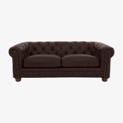 Furniture Village Alexander and James - Chesterfield Collection Hugo 3 Seater Leather Sofa - Cake with Studs - Dark Feet