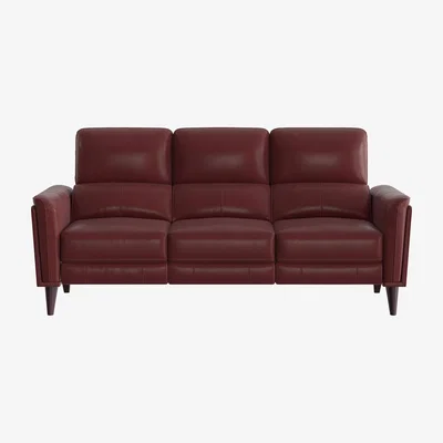 Furniture Village Compact Collection Klein 3 Seater NC Leather Power Recliner Sofa with Telescopic Headrests - NC Deep Red